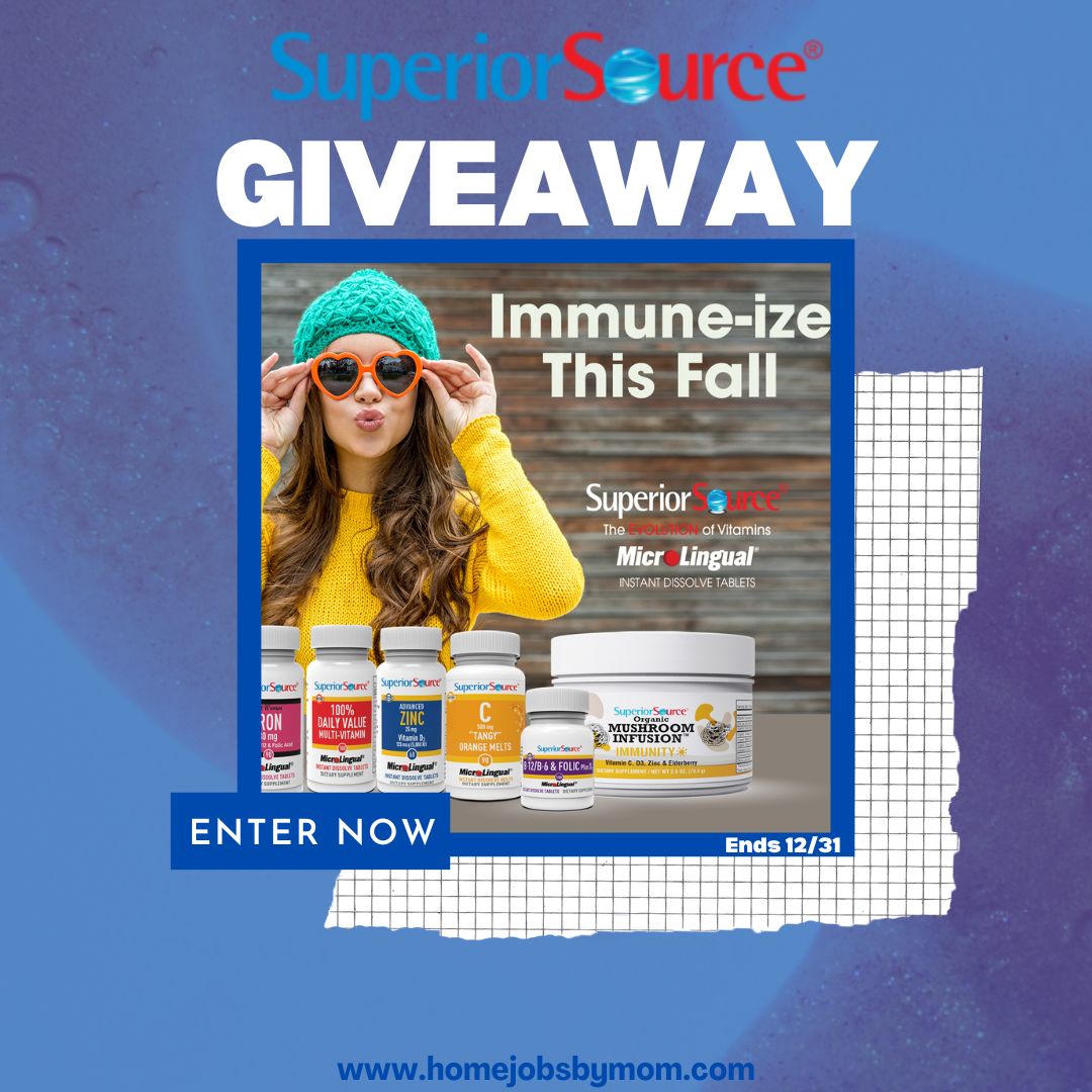HomeJobsbyMOM's tweet photo. Last chance! Immune-ize @SuperiorSource Vitamins Giveaway (Ends 12/31) https://t.co/vHwivhLy21 #giveaway #win #enterdaily #SuperiorSourceVitamins #Microlingual https://t.co/bDH7YqrdMy