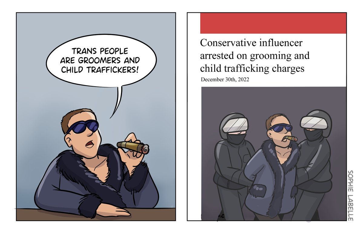 Sophie draws comics on Twitter "Every conservative accusation is a