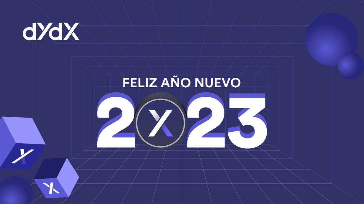 El equipo de <a href="/dYdX/">dYdX</a>; <a href="/dydxfoundation/">dYdX Foundation</a>, <a href="/dydx_grants/">dYdX Ecosystem Development Program</a>, <a href="/dYdXmerch/">dYdX Merch 🦔</a> y <a href="/dYdXDAO/">dYdX DAO (🦔,🏛)</a> deseamos a todos nuestros queridos usuarios.
¡Feliz Año 2023! 🎉🥂
Gracias por estar ahí, Vamos por más.