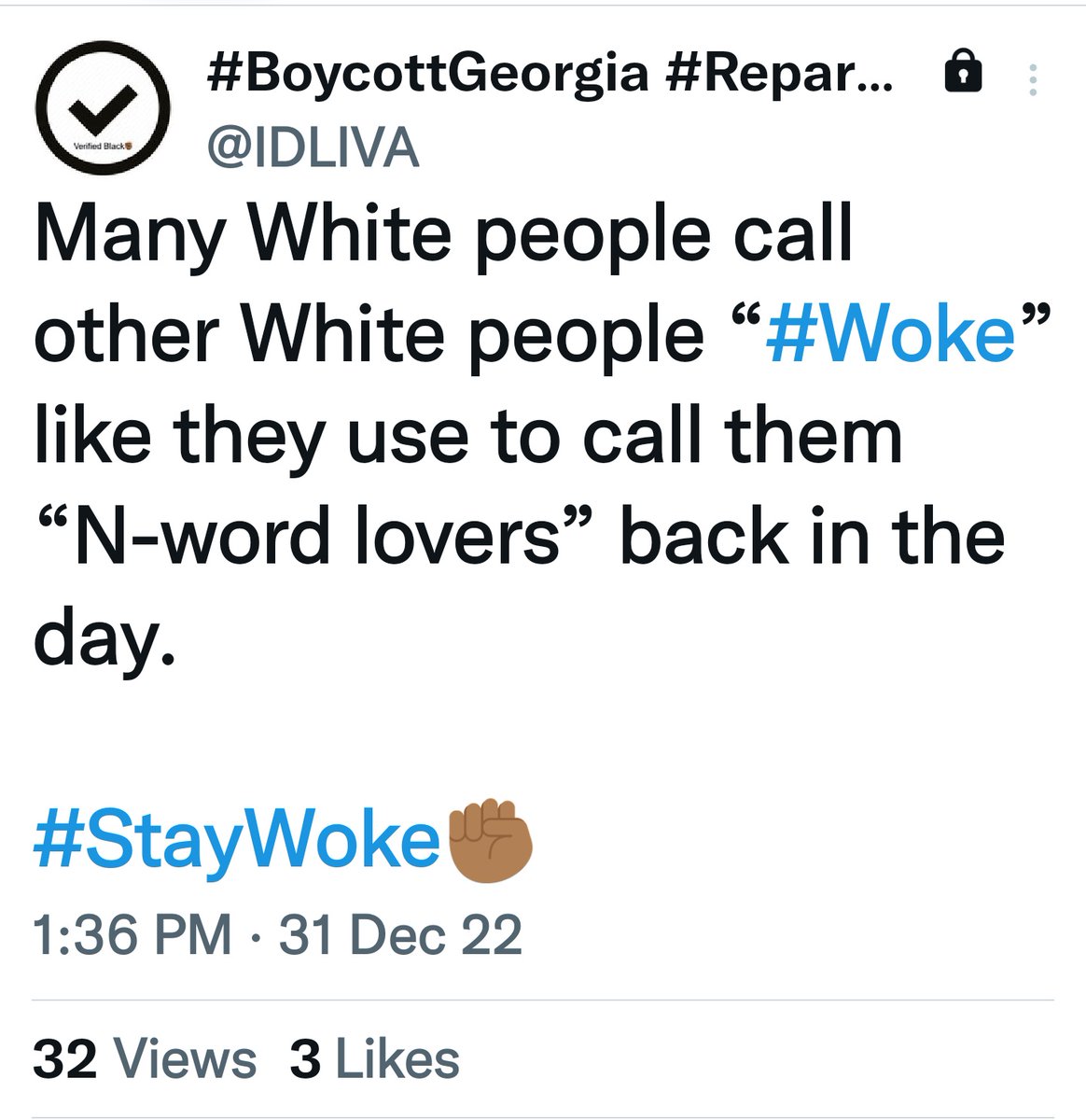 I'M #woke AS FUQQ✊🏽✊🏽✊🏽
A L W A Y S !!
FUQQ #WhitePrivilege 
FUQQ #WhiteSupremacy 
A N D...
ALL THEIR FUQQIN
#WhiteFragility
 #whitegirls #whiteboys falling  in line with THEIR IGNORANT TRIBE! WTF UP!
<a href="/IDLIVA/">IDLIVA</a> ✊🏽✊🏽✊🏽