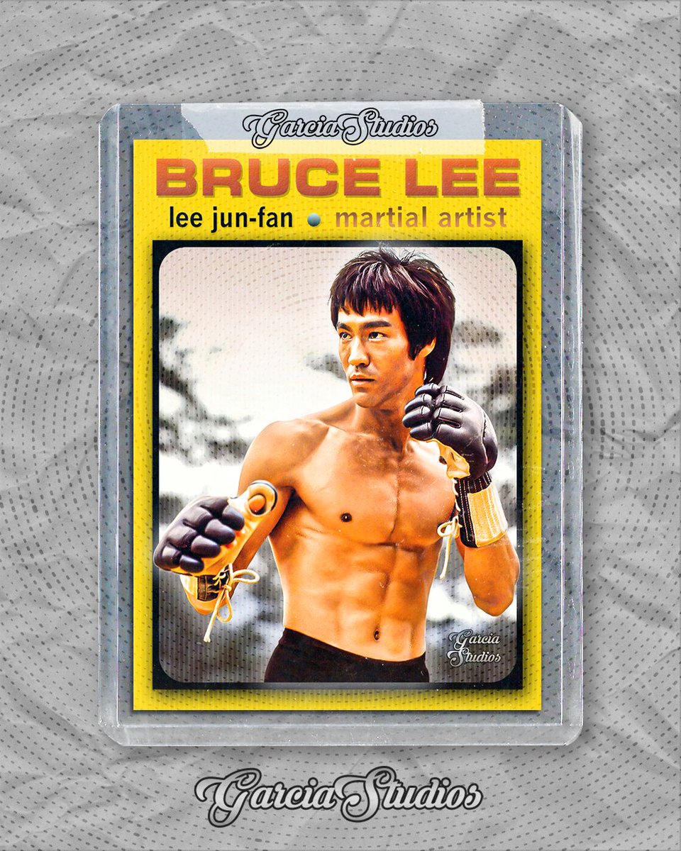 GarciaStudios's tweet photo. BRUCE LEE > #GarciaStudios #new #cardart #REMIX 71 style🥋

I was a HUGE #brucelee fan growing up!
"Lee Jun-Fan" is his birth name.

Going out of 2022 with a BANG🧨into 2023

#bruceleestyle #karate #karatekid ⁠#whodoyoucollect #thehobby #collection #collect #tradingcards #kungfu https://t.co/7o8oyumpiE