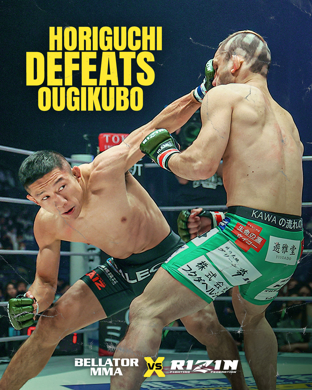 Bellator MMA on X: 𝗖𝗟𝗨𝗧𝗖𝗛 𝗚𝗔𝗠𝗘 🔥 @Kyoji1012 locks it up for  Team Bellator at 3️⃣-0️⃣ with his trilogy win over Hiromasa Ougikubo. 🇺🇸  NOW on @SHOSports #RIZINvsBellator #BellatorvsRIZIN #RIZIN40   /