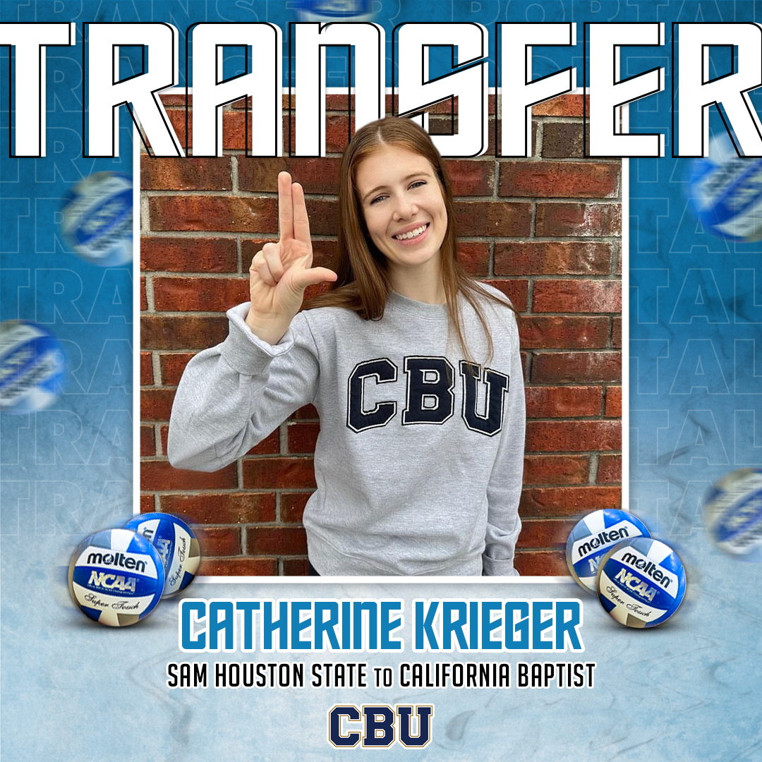 𝗧𝗿𝗮𝗻𝘀𝗳𝗲𝗿

✏️: Catherine Krieger
🏐: Outside/Opposite
🎓: Graduate Student
⬅️: Sam Houston State
➡️: <a href="/CBUvolleyball/">California Baptist Volleyball</a>
🐥: <a href="/cat_krieger/">Catherine Krieger</a>

#CollegeVBTransfers | #NCAAWVB