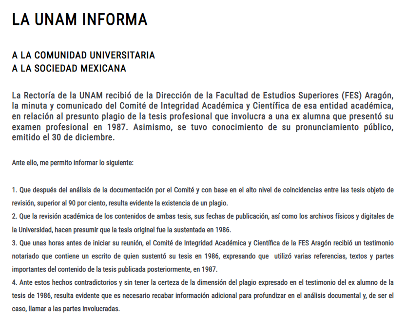 lopezdoriga's tweet photo. #Ahora UNAM confirma plagio entre tesis de Yasmín Esquivel y exalumno https://t.co/FwcgYWMzGW