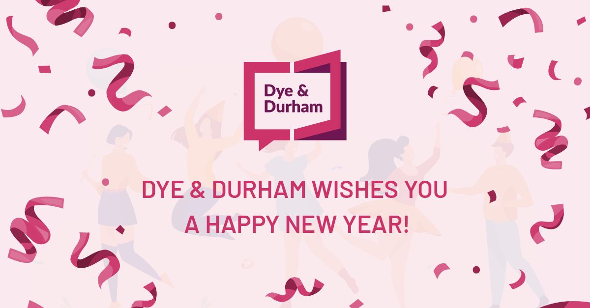 Wishing everyone a Happy New Year!

The year 2022 was one of massive change for us, and we have a raft of exciting announcements about our products that we can’t wait to share with you in the weeks ahead. Stay tuned!

#DyeDurham #LegalTech #NewYear