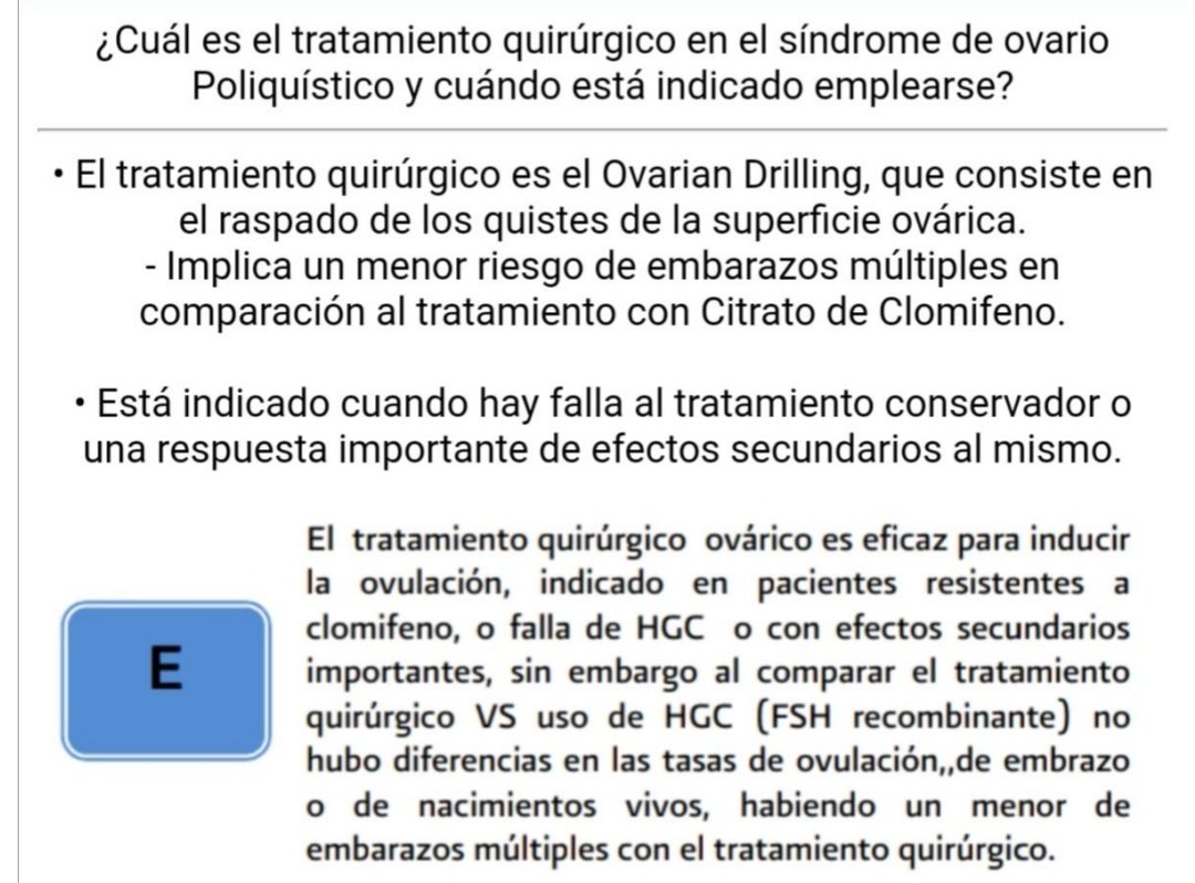 EnarmFlash's tweet image. ⚡️ Indicaciones quirúrgicas para el síndrome de Ovario Poliquistico.
#ENARM2023 #ENARM #MedTwitter