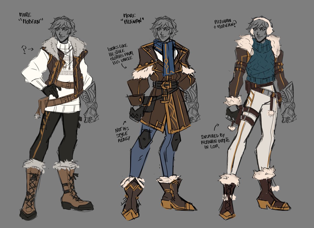_another_tina_'s tweet photo. Sketches and close up of the designs I made for #Riftmas 
I was just Ezreal artist first, Ekko's design was a last minute thing that's why I just used his ghosthunter model and sketched over it https://t.co/GL1UV4QFQr