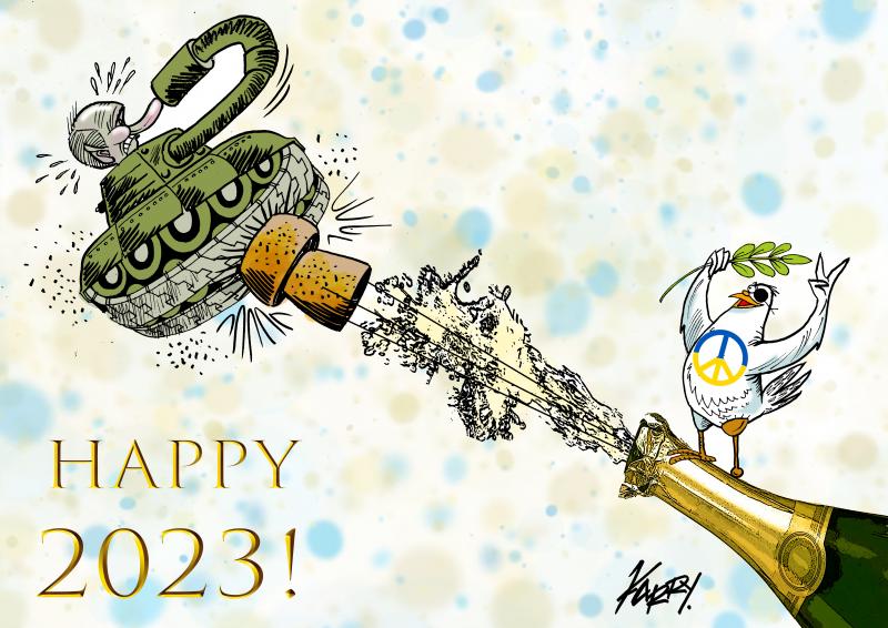 Happy New Year 2023 to Ukraine. Hopefully, it will be a year without Putler and ruZZian aggression/war/genocide. #GloryToUkraine #Happy2023