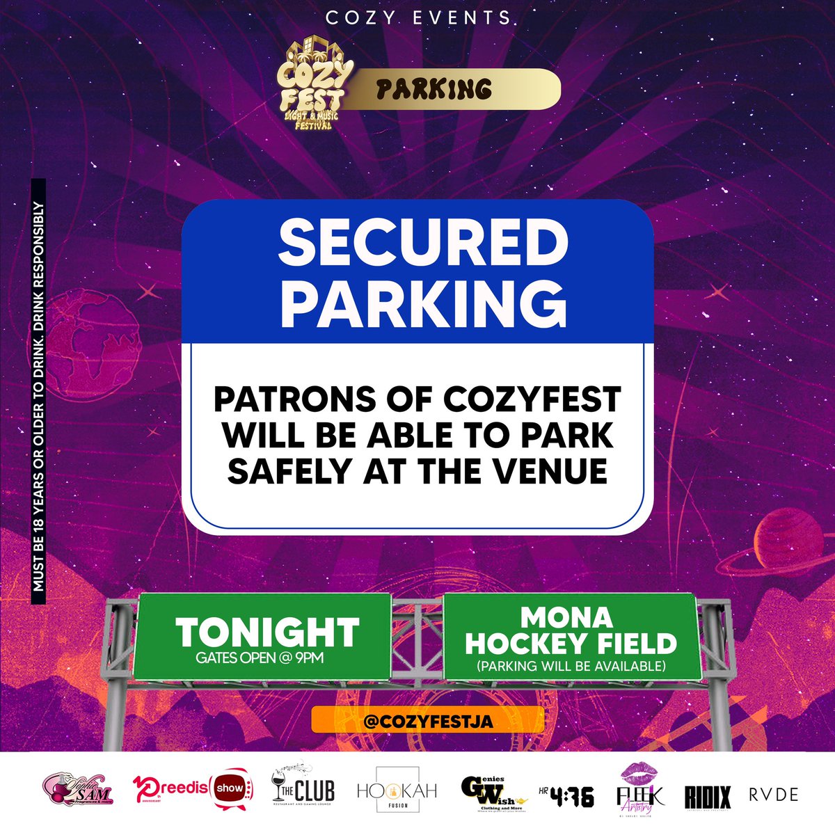 cozyfestja's tweet photo. Parking Will Be Available at the Venue Tonight #cozyfestja https://t.co/pJnkRy4iyM