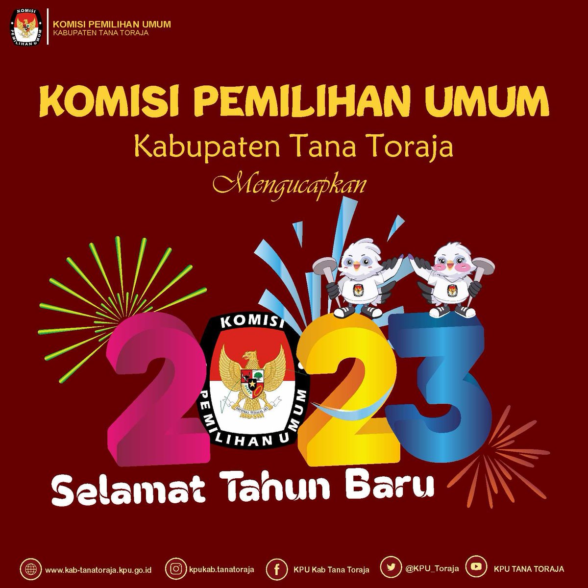 KPU_Toraja's tweet photo. Selamat Tahun Baru 2023. Sambut tahun baru dengan hati terbuka dan semangat yang membara. Bersulang untuk cakrawala baru!

#KpuMelayani
#PemiluSerentak2024 https://t.co/lFcs1BdVl6