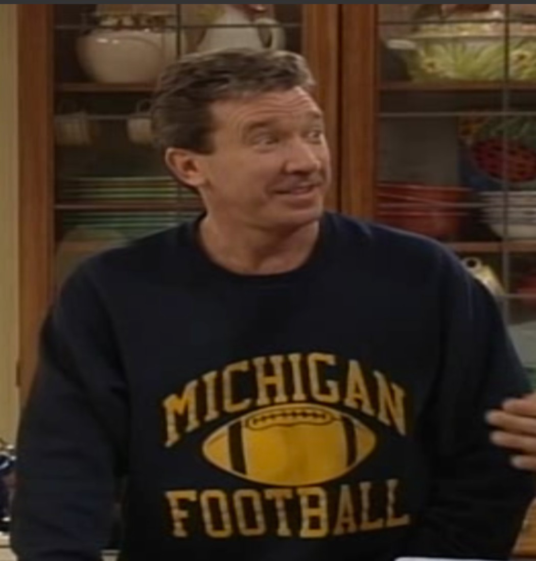 scOrcutt's tweet photo. @SickosCommittee It's not looking good for the Wolverines.  Can we get a little beveling on Tim Allen to spark a comeback? https://t.co/ZAIN5dWLuw