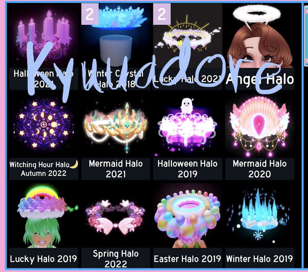 kyuuadore's tweet photo. Trading these #royalehighhalos for #robux! Only taking robux gift-cards. Reply to this tweet for the prices.

#royalehigh #robux #robuxgiftcard https://t.co/vs60VkZTyd