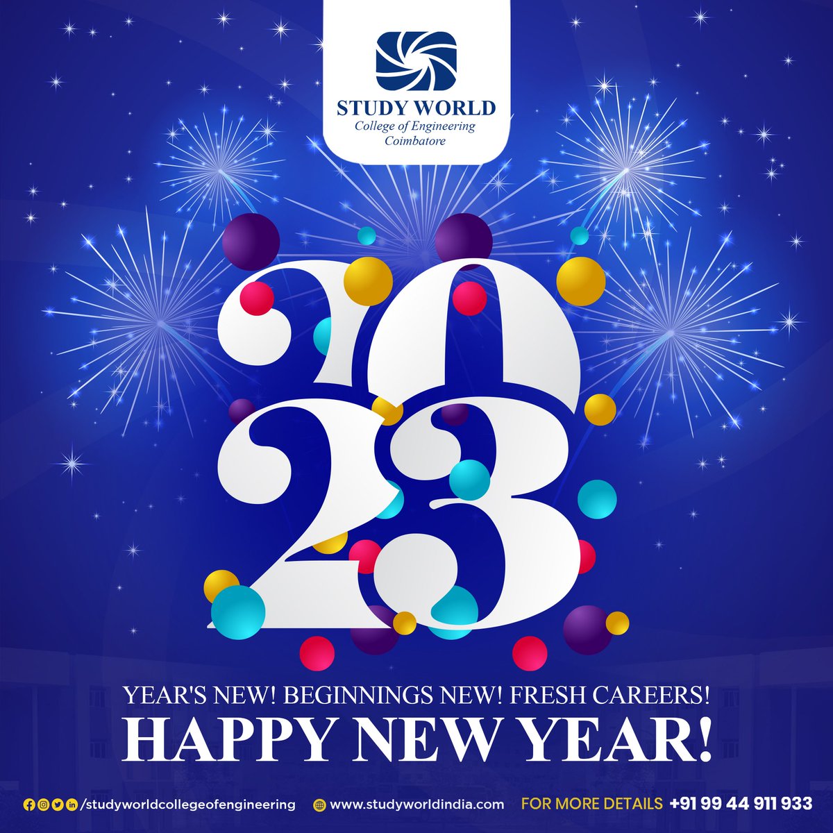 StudyWorldGI's tweet photo. Let’s celebrate this evening with everyone a bright and cheerful holiday season and a fantastic New Year! May the festive season be brimming with warmth and joy.
Happy New Year!
#SWCE #engineering #college #newyear #celebrations #freststart #2023 #happy #moments #newbeginnings https://t.co/0KRZssnhYN