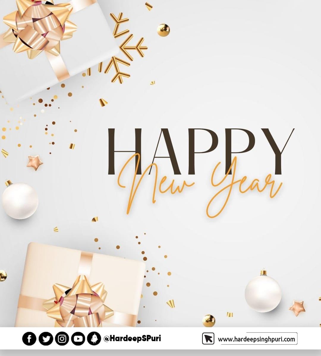 HardeepSPuri's tweet photo. Wishing you all a very happy &amp; prosperous #NewYear2023!
May the year ahead be full of joy &amp; success for every Indian as we collectively strive to achieve greater glory for 🇮🇳 &amp; better future for all. https://t.co/NW4bgR6j7j