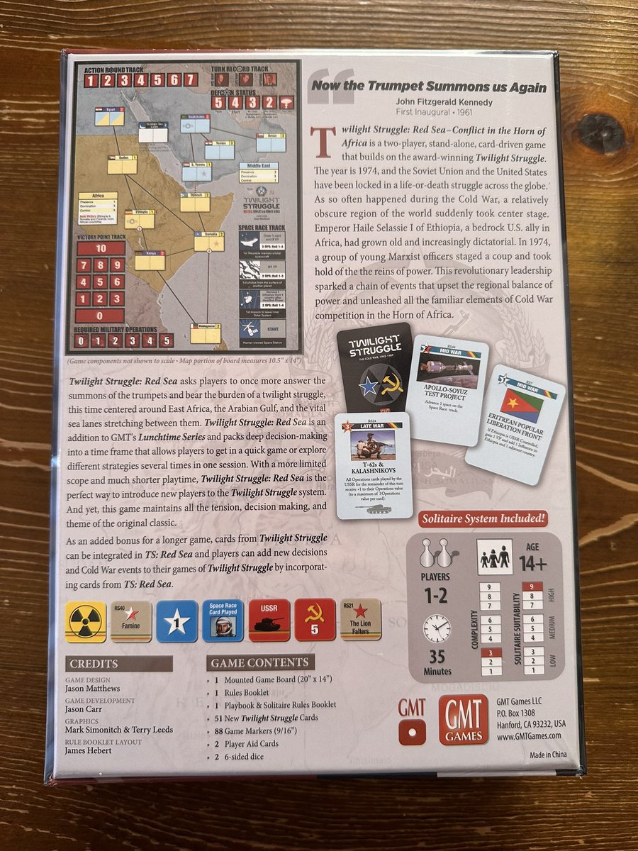motoi_sano's tweet photo. @gmtgames からお年玉🧧が届く。
「Twilight Struggle: Red Sea - Conflict in the Horn of Africa」
紅海の周辺地域を、トワイライトストラグルのシステムでまとめたコンパクトなゲーム。これもLunchtime Gamesにカテゴライズされています。
#ウォーゲーム #ボードゲーム #TwilightStruggle #TSRedSea https://t.co/hiDydCsweo