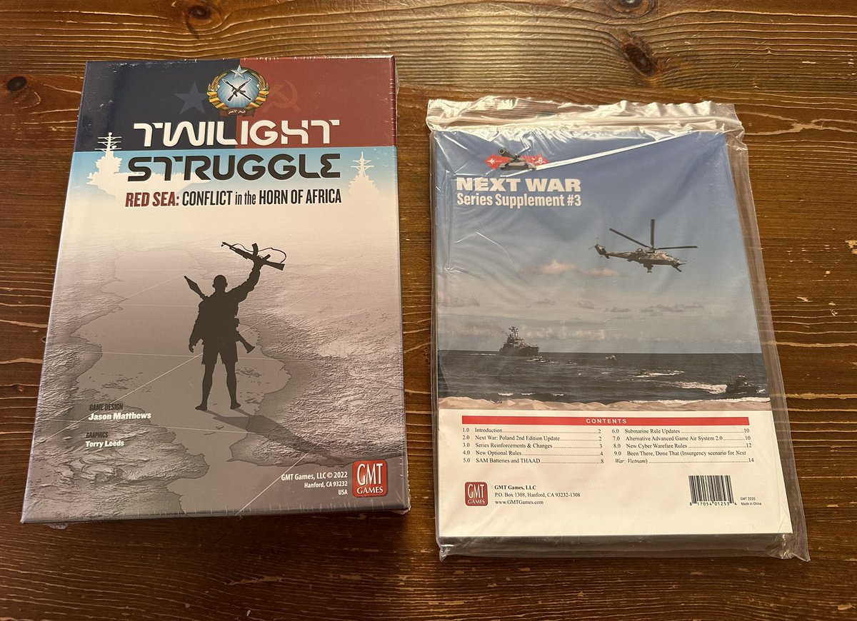 motoi_sano's tweet photo. @gmtgames からお年玉🧧が届く。
「Twilight Struggle: Red Sea - Conflict in the Horn of Africa」
紅海の周辺地域を、トワイライトストラグルのシステムでまとめたコンパクトなゲーム。これもLunchtime Gamesにカテゴライズされています。
#ウォーゲーム #ボードゲーム #TwilightStruggle #TSRedSea https://t.co/hiDydCsweo