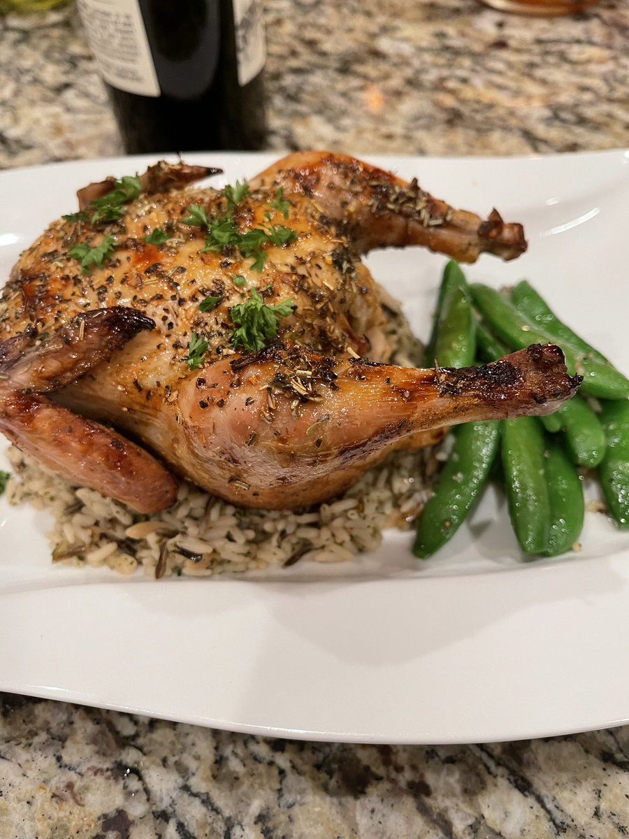 Francesca on Twitter "New Year’s Eve dinner for 6. Roast Cornish game hens stuffed with wild