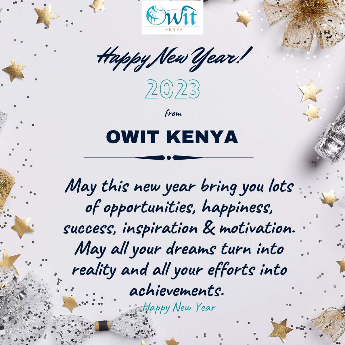 OwitKenya's tweet photo. OWIT Kenya wishes you a Happy Prosperous New Year. May your business grow bigger and stronger each and every day.
#supportingwomeninbusiness #leavingnoonebehind #2023 #yearofopportunities #internationaltrade #goingglobal https://t.co/fv2AIL0fK9