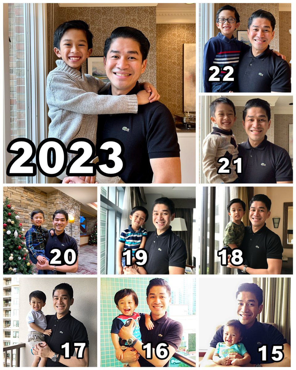 Happy New Year Tradition.👨‍👦Now on Year 9. The one where Dad <a href="/jamieendaya/">Jamie Endaya</a> wears the exact same <a href="/Lacoste/">Lacoste</a> shirt &amp; takes a photo with son Jose Victor. We pray for love, healing, &amp; peace for all our family &amp; friends this new year! ❤️