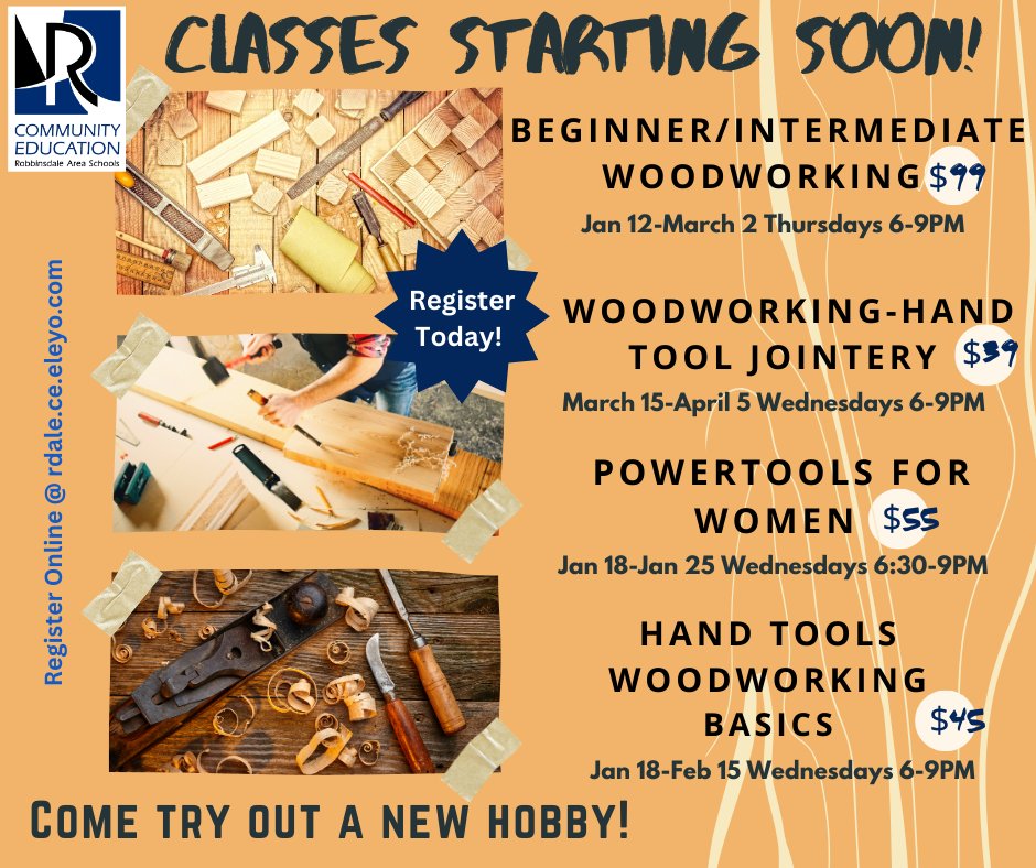 RASCommunityEd's tweet image. Cozy up in one of our workshops this winter! Come learn a new skill! 
Learn more about these classes and more online at rdale.ce.eleyo.com (adult enrichment)