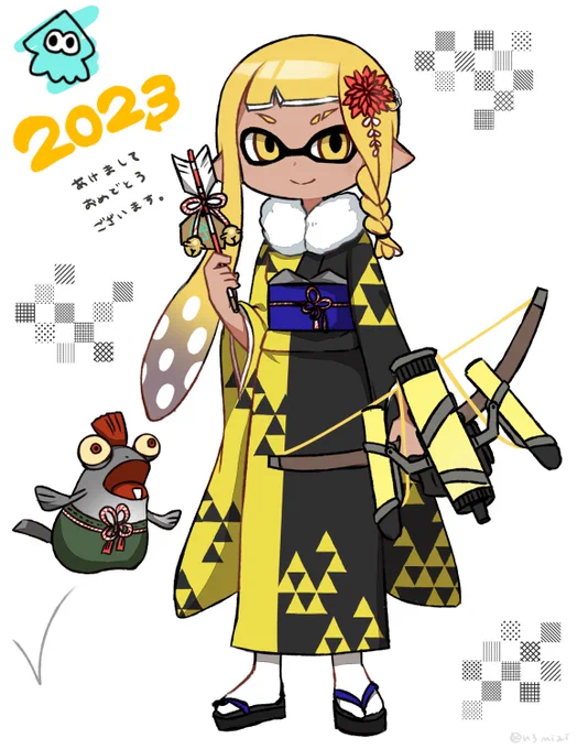 1月の絵まとめで貼るつもりだったけどお正月だしこっちでも貼っちゃうね。今年もよろしくお願いします! #みじ絵 