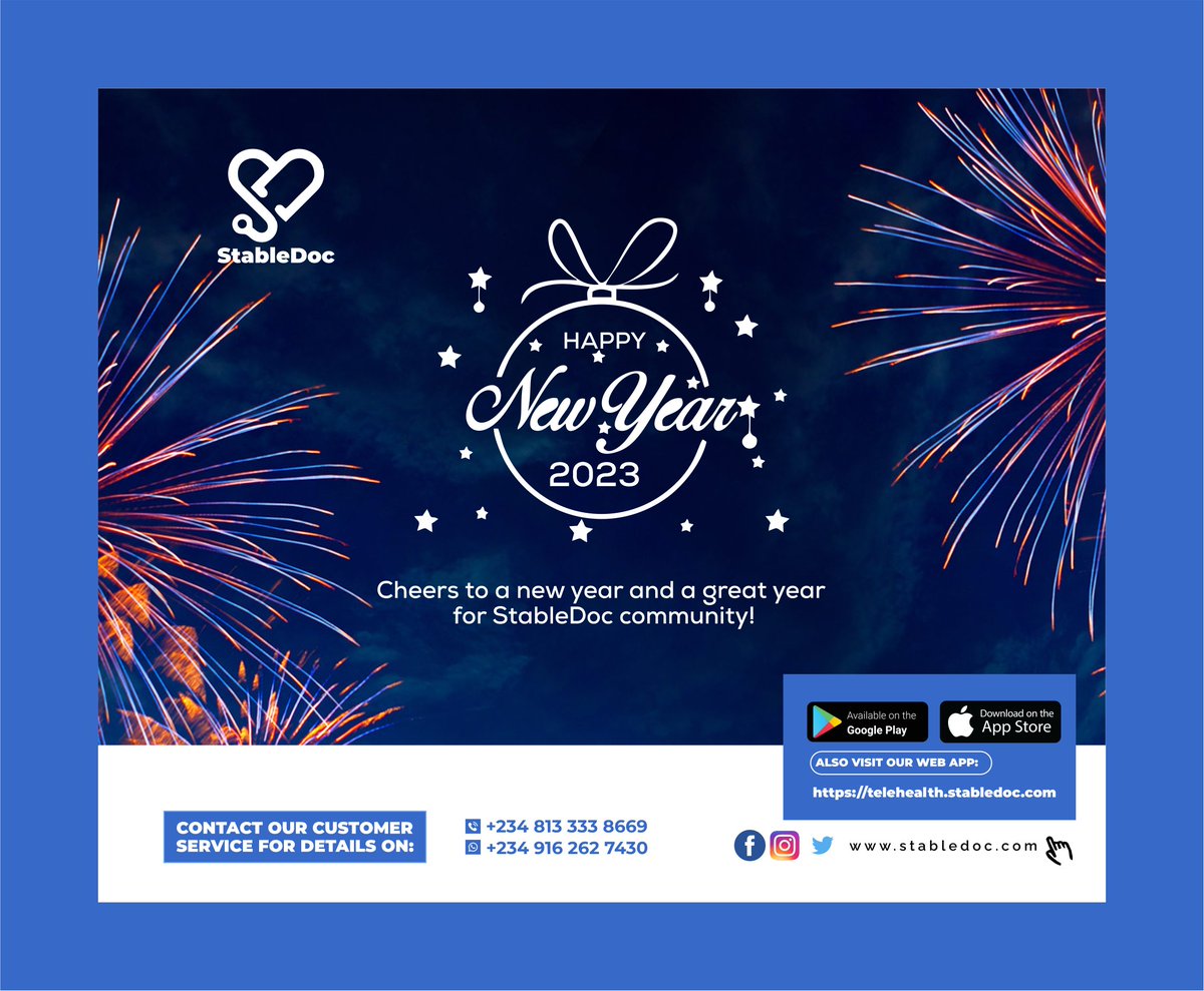 realStabledoc's tweet photo. Happy new year from all of us at StableDoc🥳🎊
May the new year bring you great joy, happiness and more $SDT in your wallets🤑!!!
#HappyNewYear2023 $SDT #StableDoc #telehealth #telemedicine https://t.co/6tIHsTeEi0