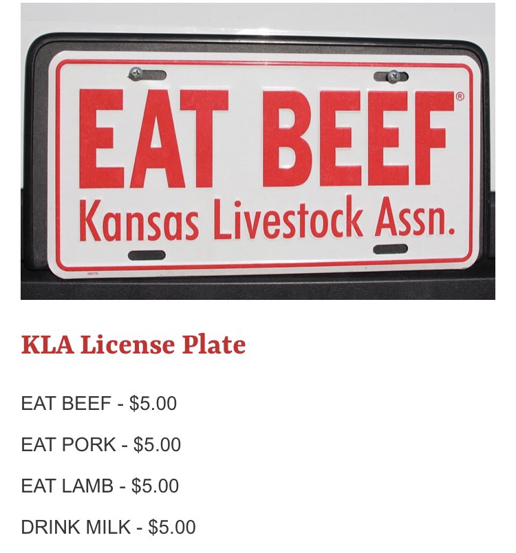 Support the #KansasLivestockAssociation. Buy a #EatPork and/or #EatBeef license plate for $5. @newsfromkla #KCBBQ #KansasCityBBQ
kla.org/membership/pro…