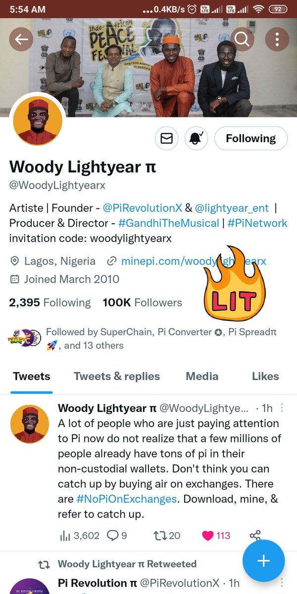 CryptoPi0neers's tweet photo. Congrats💐🎉 @WoodyLightyearx for
100k follower🎊. From @Pi_NetworkIndia (Me) and all Pi community Pioneers👫
#PiNetwork #P2E #crypto #Airdrop #Pioneers #Picoin #Web3 #CORE
#NoPiOnExchanges #Pioneers
Like💖 RT♻️ and follow🐦 https://t.co/bqAeugfwef