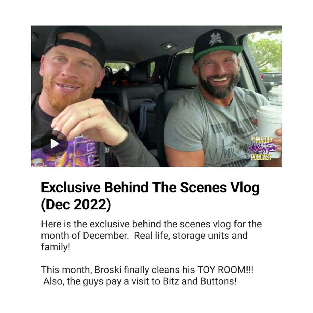 MajorWFPod's tweet photo. 𝗠𝗔𝗦𝗦𝗜𝗩𝗘 BONUS behind-the-scenes vlog on the 𝘌𝘭𝘪𝘵𝘦 tier at https://t.co/37AnmjNE62!

• 𝗙𝗜𝗚 𝗛𝗨𝗡𝗧 at Bitz &amp; Buttons in Plantation, FL!
• Christmas at The Sterlings'!
• 𝟯𝟱+ minutes of footage of @TheMattCardona organizing his toy room!

#ScratchThatMajorItch https://t.co/lBuDLaZHtk