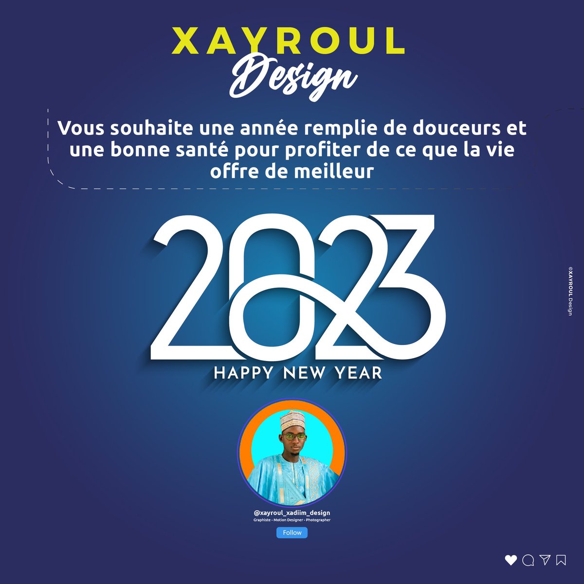 XayrouX's tweet photo. Happy New Year 
#voeux2023 #DesignJobs #graphicdesigners #illustrator #Senegal #Dakar #xayroul https://t.co/yrYSI2vsIT