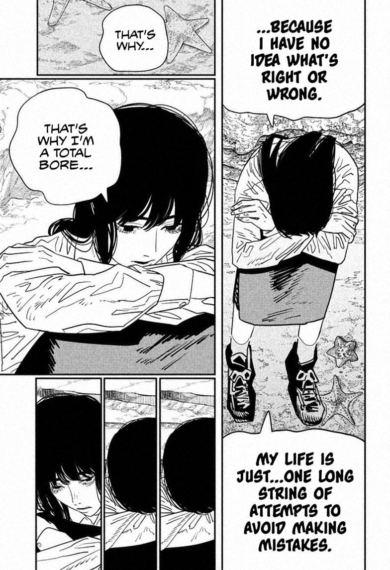 Harusamepirate's tweet photo. #chainsawman115
This was so good for Asa's character to admit outloud and reflect on why she just can't turn Denji into a weapon. Fujimoto may have done the cliche thing but I hope she doesn't regress right away and Denji was nice and considerate in his own way. https://t.co/xMqNkmi0GB