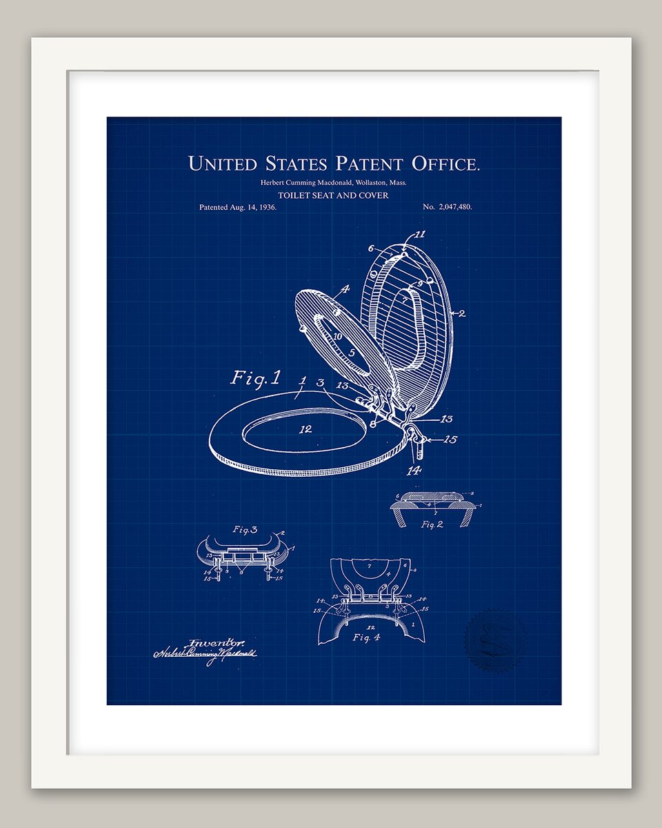 PatentPrintShop's tweet image. Bathroom decor – 1936 Toilet seat patent
 
Print of a 1936 H. C. Macdonald  TOILET SEAT AND COVER Patent
thepatentprintshop.com/product/1936-t…
#Spadécor #bBathroomWallArt #BathroomDécor #BathroomPrints