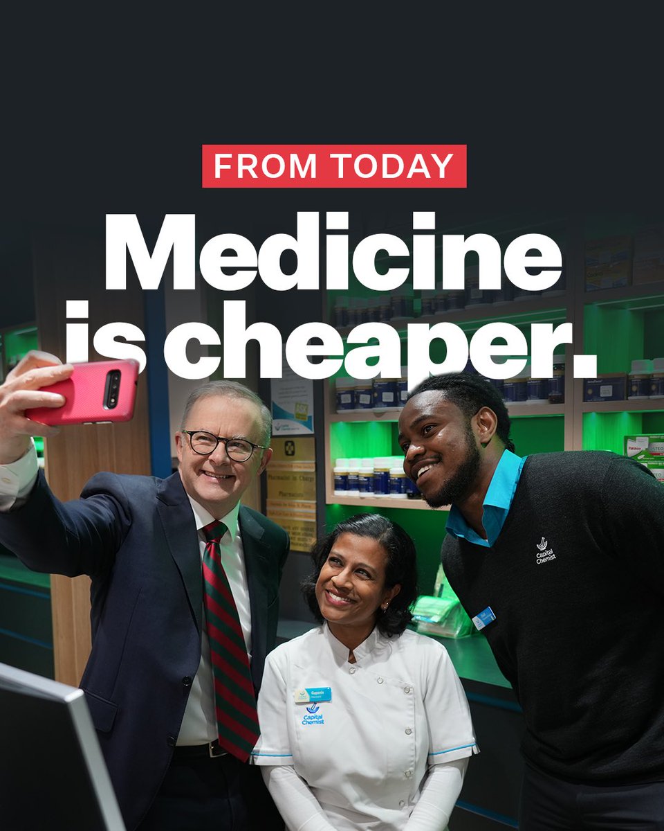 AlboMP's tweet photo. Your trip to the pharmacy just got cheaper. 

You'll be able to save up to $12.50 on every PBS script from today. https://t.co/xJoaryKFTn