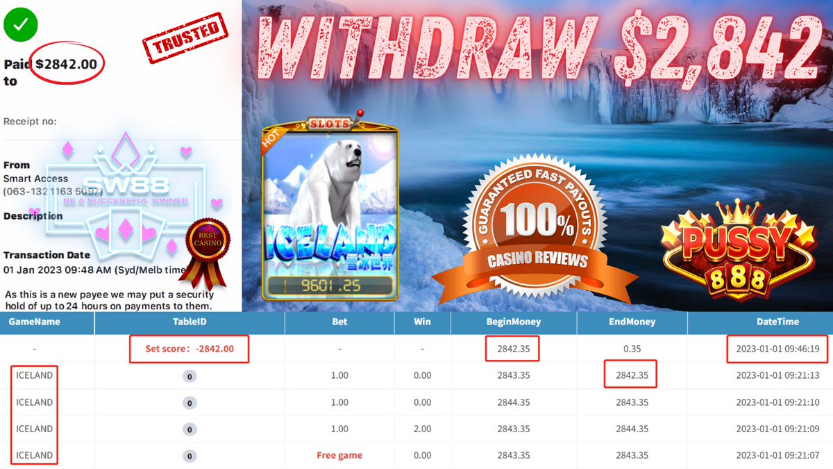 AusSw88's tweet photo. 💰One of the SW88 Dear Member only deposit $101 to win $2,842💰

🎮 Product – Pussy888
🎰 Game Tip : Ice Land
💰 Deposit - $101
💰 Big Win - $2,842
⚠️Just Deposit 1 Time

🌟We Provide Best &amp; Fast Services , 100% Trusted Company
📲WhatsApp CS - https://t.co/sqe1tkoJ8y https://t.co/SB89N5NmBK