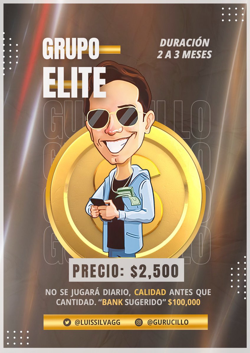 LuisSilvaGG's tweet photo. Sortearé 3 lugares para cada grupo entre mis followers que den RT 🔁

Grupo Élite: Para apostadores fuertes, mis jugadas de 5-20k. Durará 2-3 meses y no se jugará diario.

Grupo VIP: Mensual con acceso a playoffs NFL, NBA, Liga MX y Ligas Europeas.

¿Quieres entrar? Mándame DM 📥 https://t.co/pBLgSntaxA