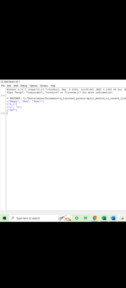 WallyOwi30's tweet image. 🐍Python 3: using the split method to create lists out of strings 
#python3 #pythonmethods