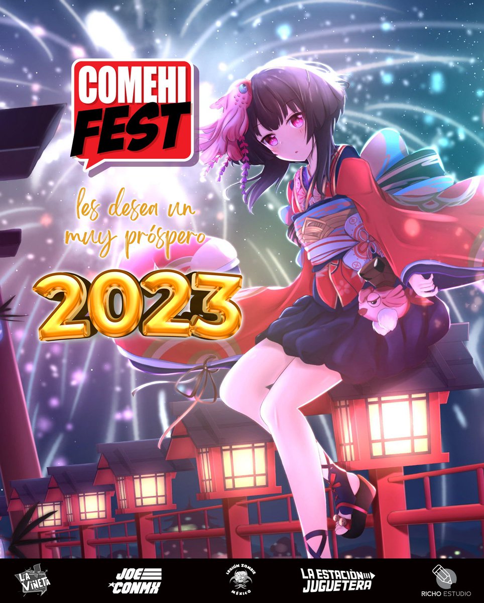 comehifest's tweet photo. A nombre de todo el equipo de #ComehiFest, les queremos desear lo mejor para este año que comienza en unas horas.

Gracias a todos y cada uno de ustedes fue posible iniciar y consolidar este proyecto, esperamos verlos este próximo 2023!!!!!!

#ComehiFestAnime #LaViñetaComicStore https://t.co/b1jwD5UpW2