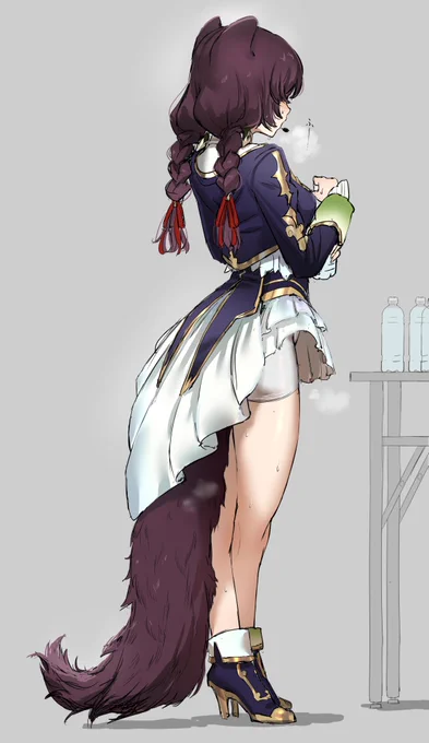 戌亥のしっぽが記憶の5倍くらいもっふもふでかわいいなっていう落書き 