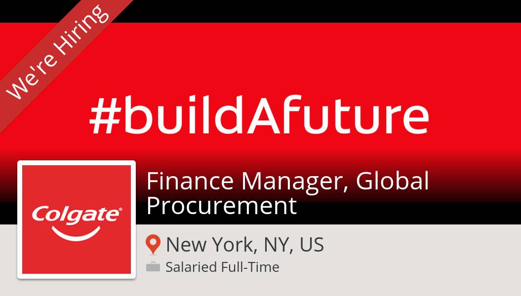 DianaGeofroy's tweet photo. #Finance #Manager, Global Procurement needed in #NewYorkNYUS, apply now at #ColgatePalmoliveCareers! #job https://t.co/bFLSchSzIl #buildAfuture #ColgatePeople https://t.co/0QtCxFEkiN