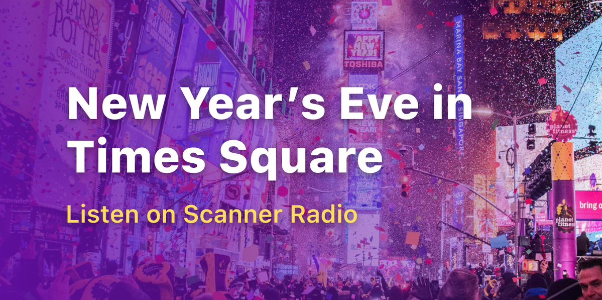 Listen to #NewYearsEve in Times Square with Scanner Radio. Follow along as NYPD manages the celebration and get behind the scenes of the Dick Clark New Year's show. Listen to it here: scannerradio.app/?l=NzU1MDQ Thanks to w2lie.net for providing the audio!