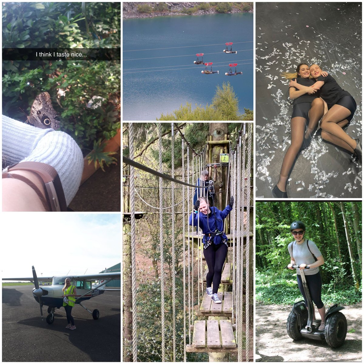 WorleyImogen's tweet photo. Well... 2022 what a year! I've flown a plane, been eaten alive by a butterfly and jumped off a cliff! Let's see what's in store next year! 😁 https://t.co/wtdj3IPkCf