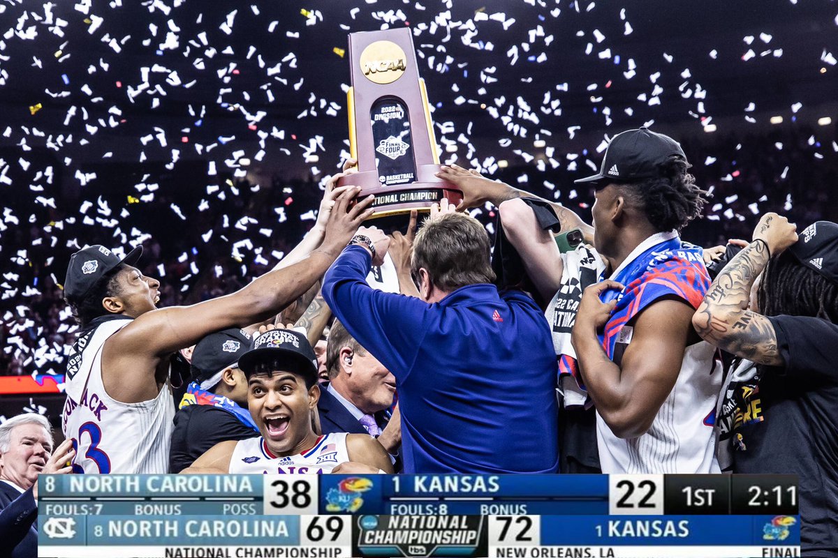 FansOfKU's tweet photo. Best KU Moments of 2022:

April 4th: KU claws back from 16 down to pull off the biggest comeback in national championship history and win the title for the 1st time since 2008 https://t.co/CPMNeXRjho