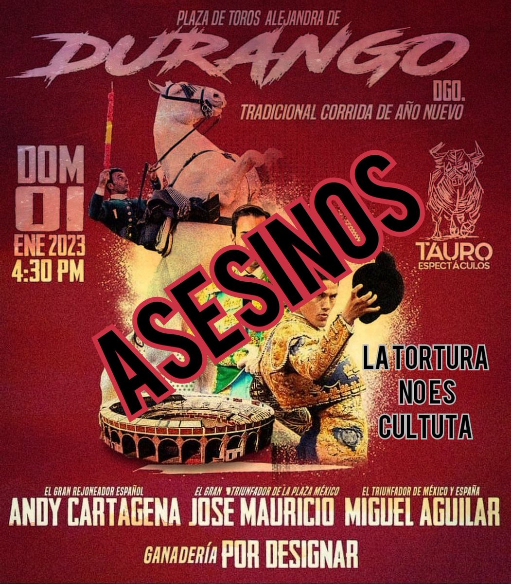 jkcalu's tweet photo. No se le puede llamar cultura a la tortura de un animal en un ruedo donde no tiene la mas mínima oportunidad de defenderse. La tauromaquia ni es arte ni es cultura https://t.co/I01OJ8x1dl