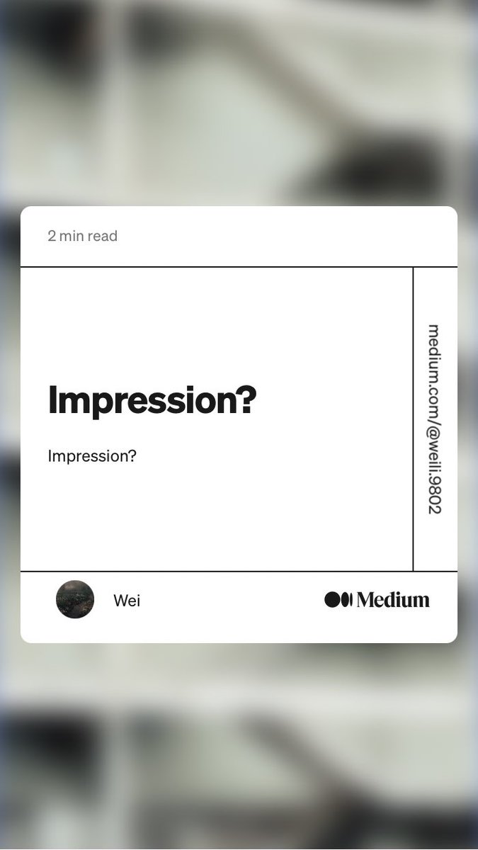 wei_writes's tweet photo. “Impression?” by Wei
https://t.co/c8BI9CQnwL #writing #mediumwriters #impressions Do give it a read! https://t.co/xc24sgcLlZ
