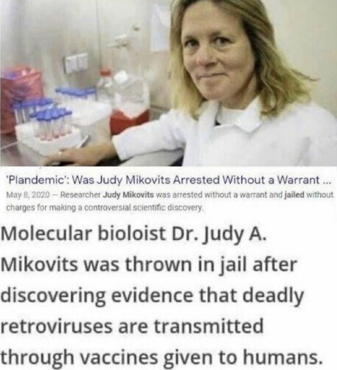 liz_churchill10's tweet photo. The evil Dr. Fauci had her arrested and imprisoned without charges…including bankruptcy…and placed a 5-year gag order on her…for discovering that the onslaught of illnesses our World had…were due to vaccines. https://t.co/9UEPwjQWu8