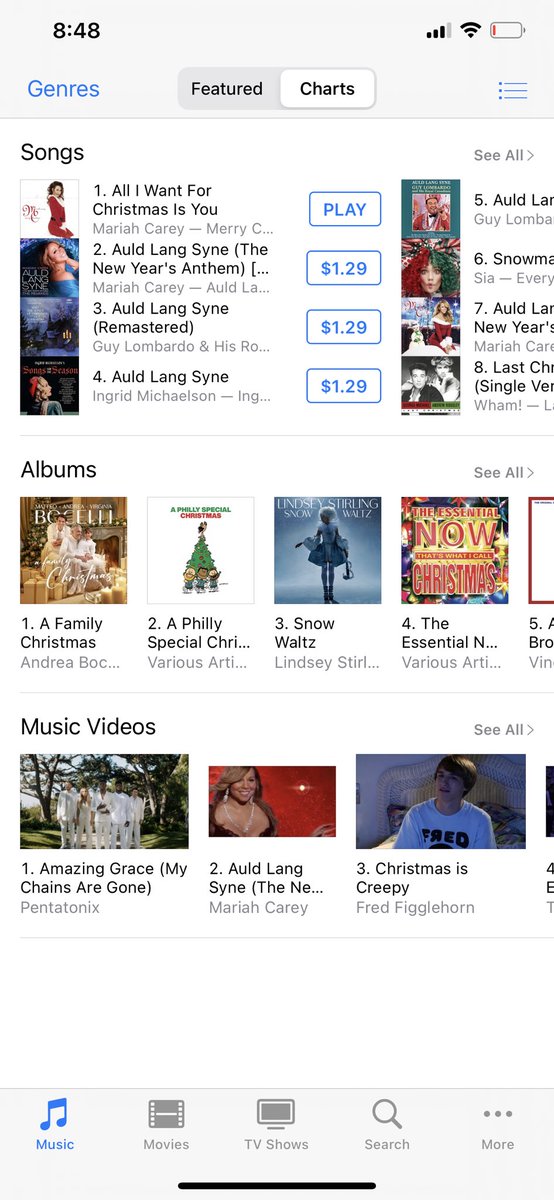 The Queen of Christmas is at it again on iTunes Holiday Chart … she’s her own competitor #MariahCarey #AuldLangSyne #HappyNewYear2023 #AIWFCIY