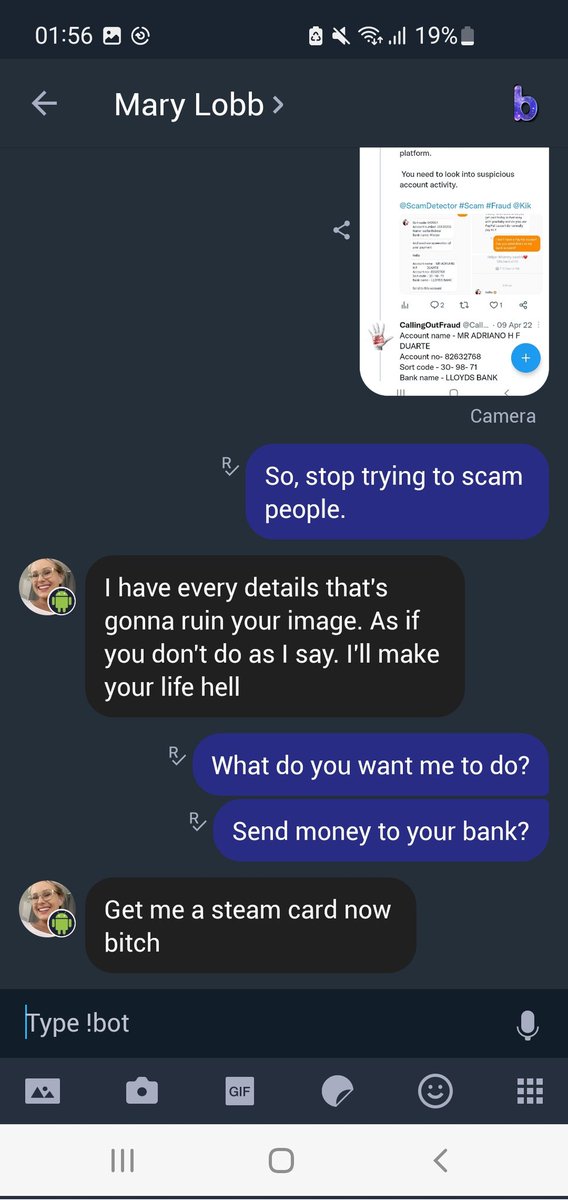CallOutFraud's tweet photo. New years scam on @Kik 

@ScamDetector #Scam #Welcometo2023 https://t.co/WLT7EVXF2X