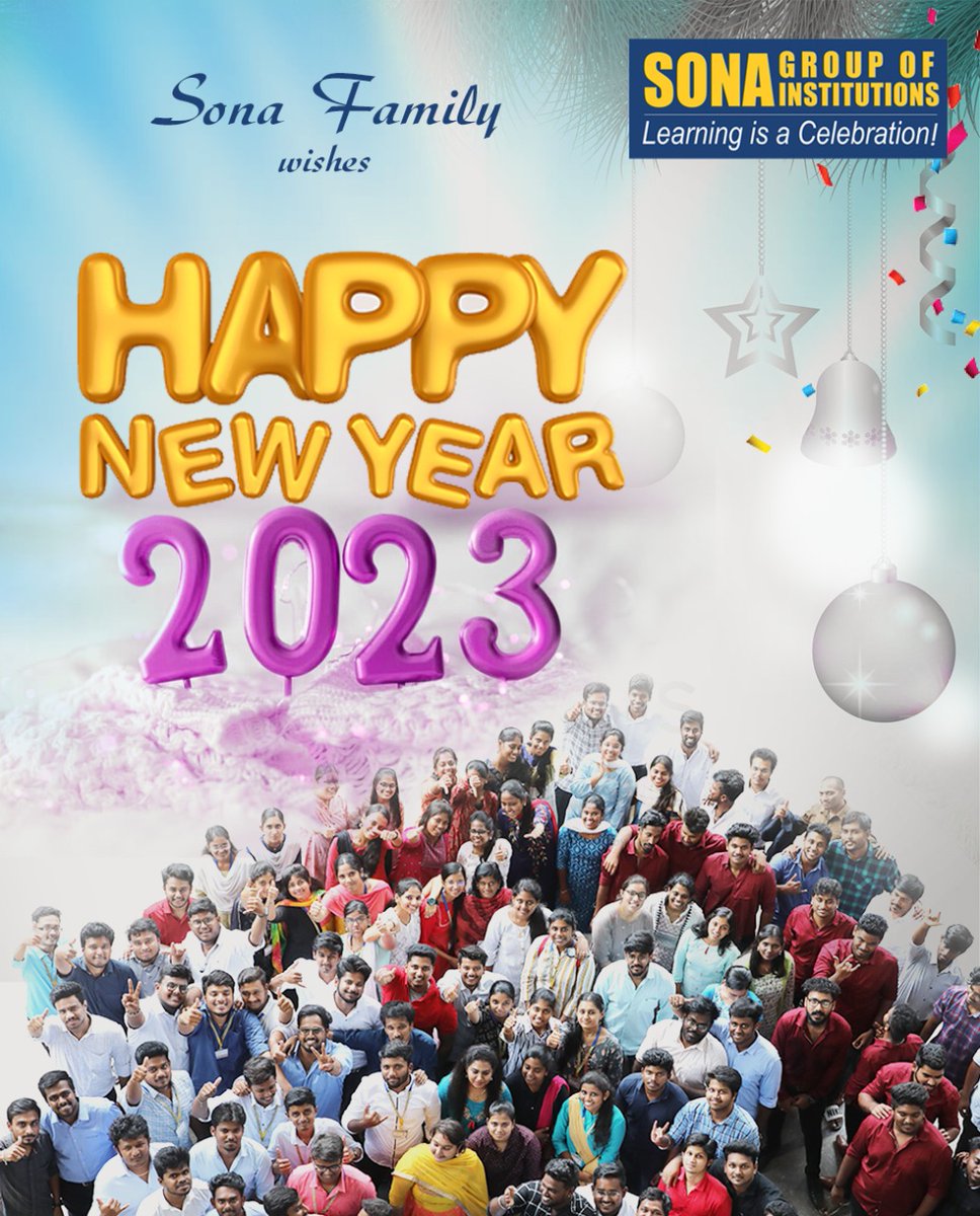 sonamba's tweet photo. Happy New Year 2023!🎉

Sona Group of Institutions (@tptcollege, @sonacollege, @sonaartscollege, @sonamba, @SonaMedCollege ) wishes everyone a very happy, safe, and prosperous New Year 2023. #HappyNewYear2023
#HappyNewYear #Welcome2023 #NewYear https://t.co/mpEKcPNcQh