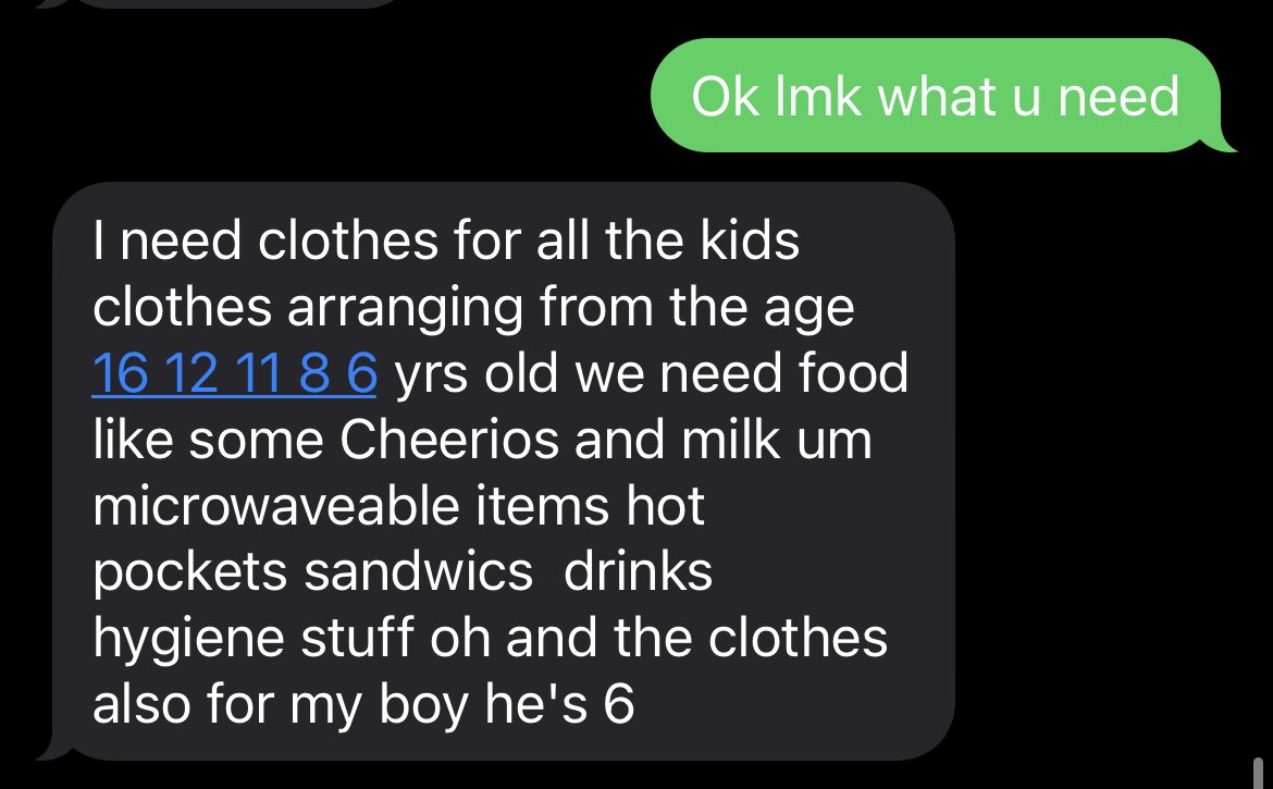Ura and her 5 kids are facing homelessness tonight.

We’re working to get them into a hotel for the night.

In addition, her kids need clothes &amp; food. 

If anyone has any of these food items or cold weather clothing for the kids, and if anyone can drop off or meet up, DM me ❤️