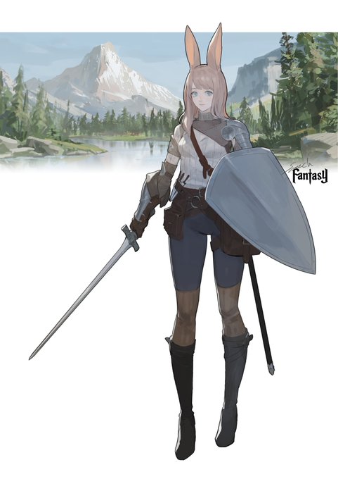 「holding sword vambraces」 illustration images(Latest)